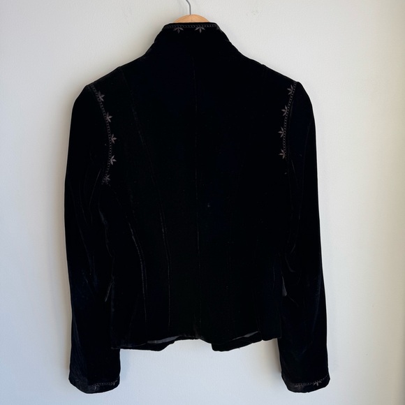 Vintage Le Chateau Fitted Velvet Jacket Sz S Black Silk Blend Blazer Hook & Eye - Picture 8 of 13